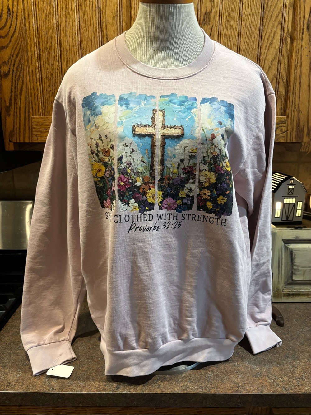 American Apparel Pink Floral Cross Pullover Sweatshirt